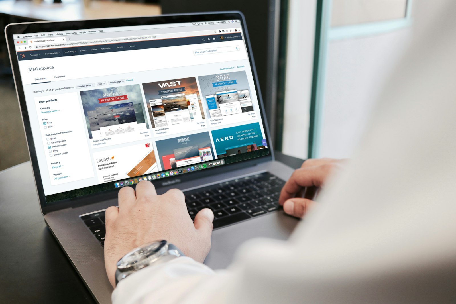 E-commerce store migration on a laptop
