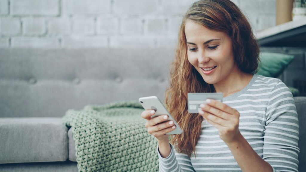 Customer paying on a mobile online store checkout